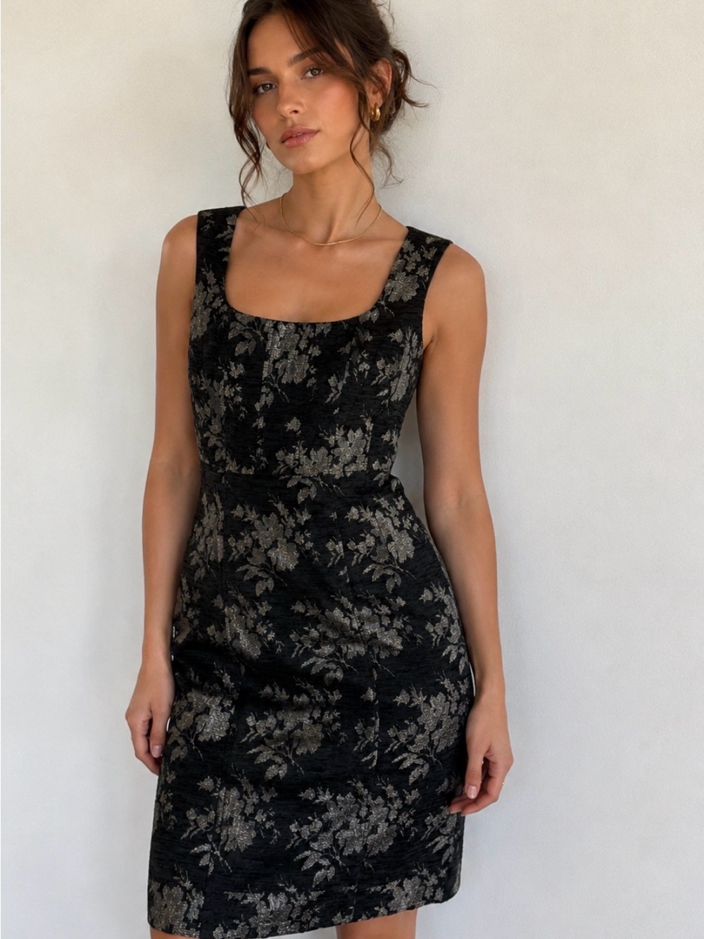 Nanette Lepore Black Floral Brocade Dress – Size 8